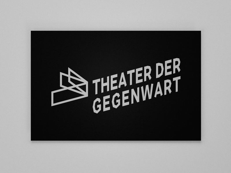 Theater der Gegenwart logo embossed in silver on a black card